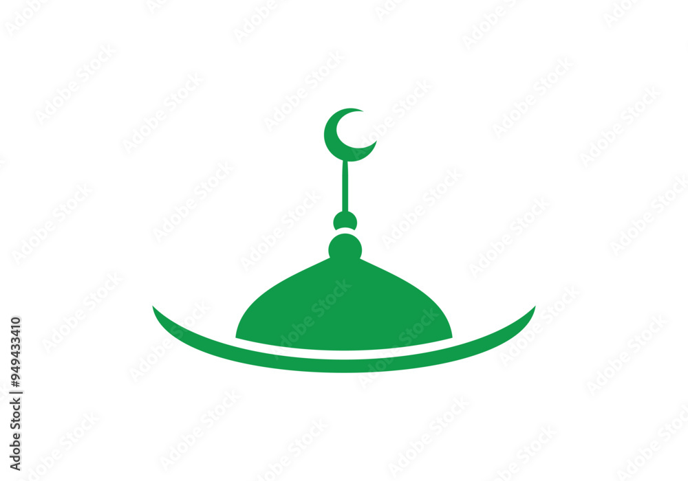 Modern Green Islamic Mosque logo icon. Modern Green Islamic Mosque logo icon.