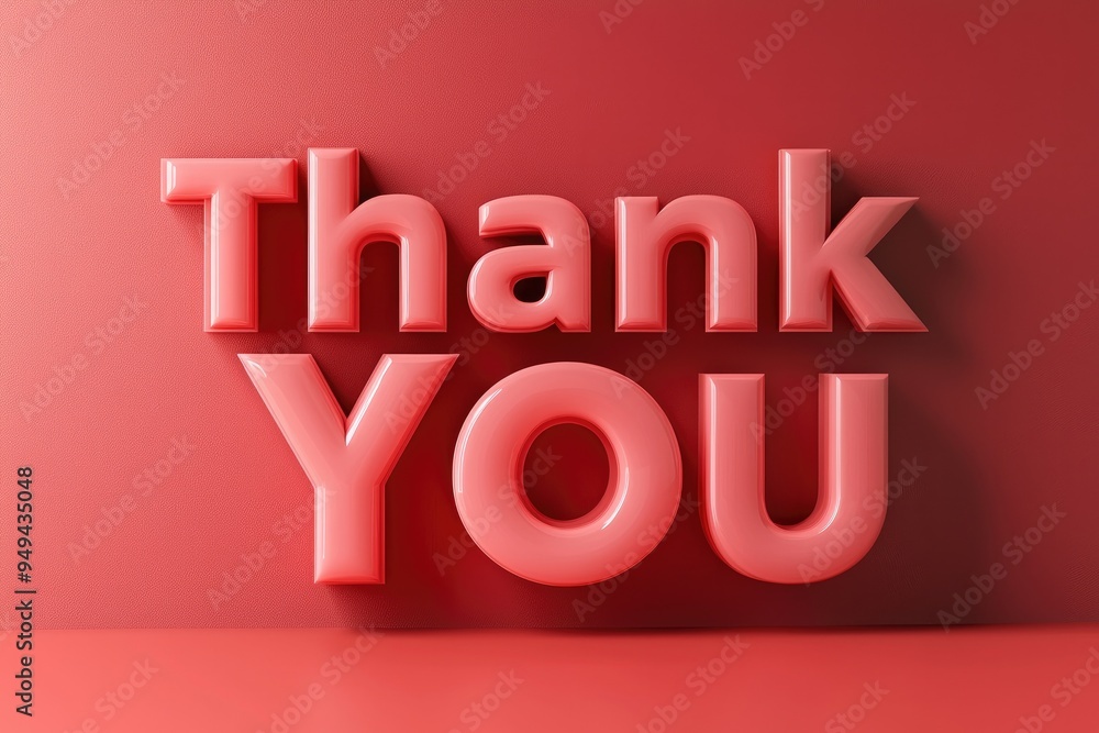 Giant 3D 'Thank You' text on red background Giant 3D 'Thank You' text on red background