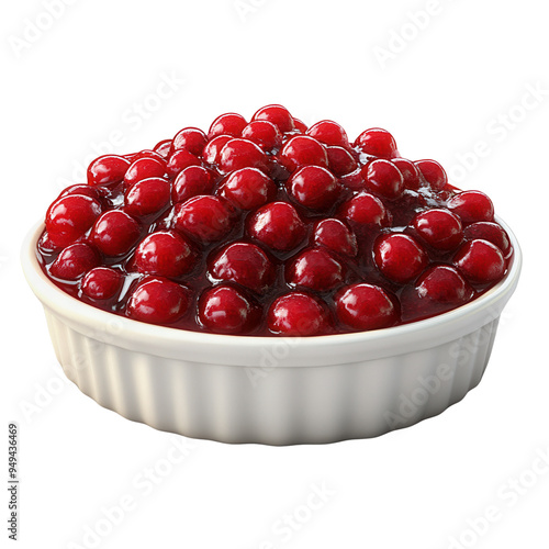A white bowl filled with fresh, shiny, red cranberries. Perfect for culinary and health-related themes.