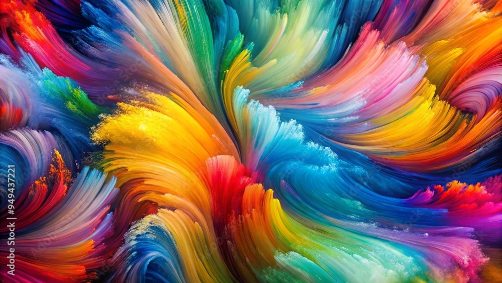Obraz premium Dynamic brushstrokes create vibrant and expressive compositions showcasing vivid colors and textures