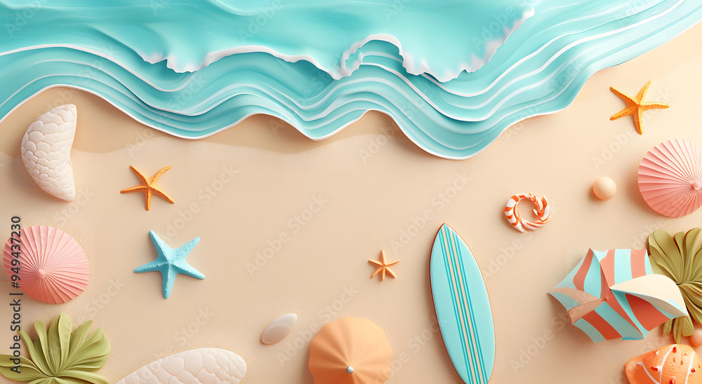 A Beach Scene with Sand, Starfish, and Colorful Umbrellas, Creating a Vibrant and Relaxing Atmosphere, Perfect for Representing Themes of Summer, Vacation, and Coastal Enjoyment, Highlighting the Joy A Beach Scene with Sand, Starfish, and Colorful Umbrellas, Creating a Vibrant and Relaxing Atmosphere, Perfect for Representing Themes of Summer, Vacation, and Coastal Enjoyment, Highlighting the Joy