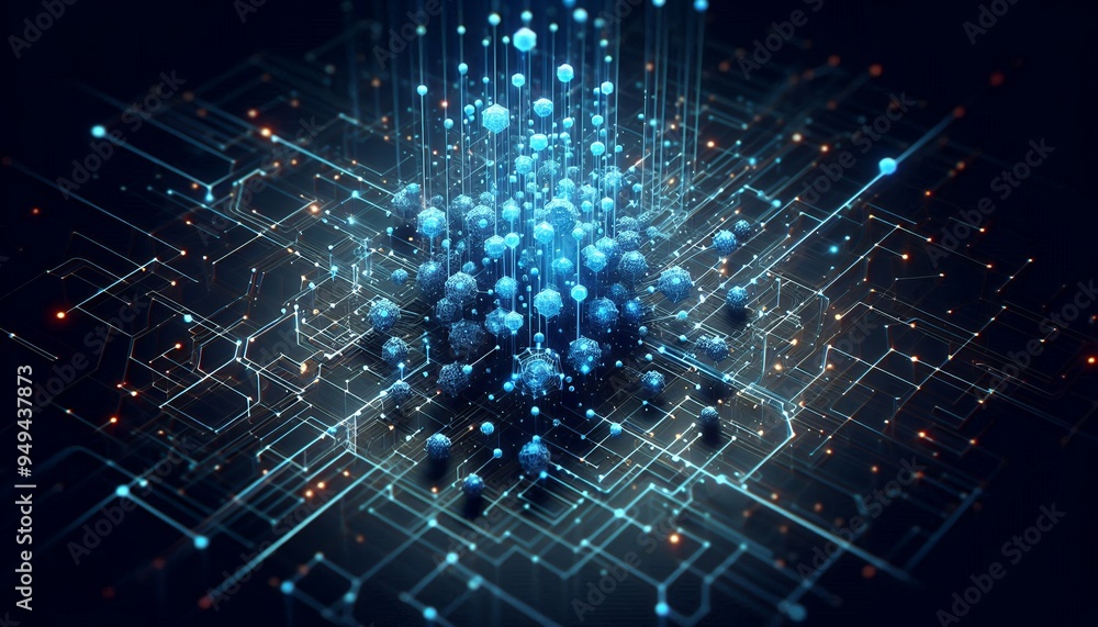 Fototapeta premium Cyber big data flow blockchain data network line