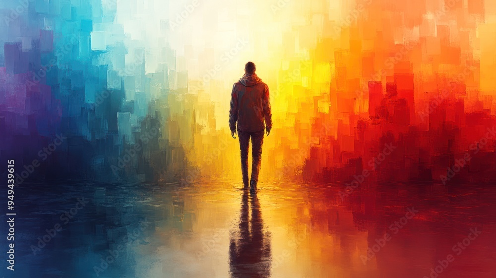 Man walking into a bright future Man walking into a bright future