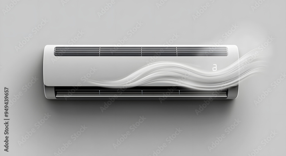 A Simple and Clear Illustration of an Air Conditioner on a White Background, Showcasing the Essential Design and Functionality of the Appliance, Ideal for Representing Themes of Home Comfort, Climate A Simple and Clear Illustration of an Air Conditioner on a White Background, Showcasing the Essential Design and Functionality of the Appliance, Ideal for Representing Themes of Home Comfort, Climate