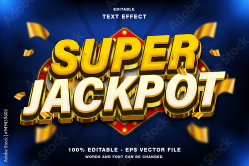 Super Jackpot Game Title 3d Editable Text Effect Template Style Premium Vector