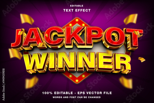 Jackpot Winner 3d Editable Text Effect Template Style Premium Vector
