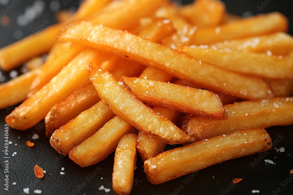 A pile of french fries with salt on top A pile of french fries with salt on top