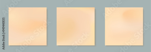 Set of square abstract gradients backgrounds with delicate gradation of mauve and nude beige colors. Gentle pale orange gradient hues. Vector illustration. Concept for graphic design banner or poster.