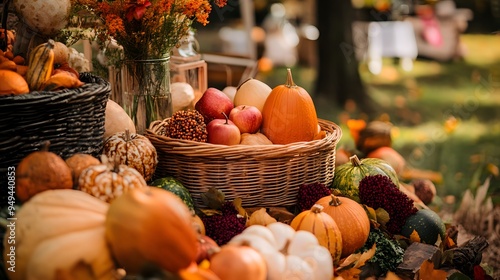 Fototapeta Naklejka Na Ścianę i Meble -  A cozy autumn festival with warm earthy tones and traditional fall activities