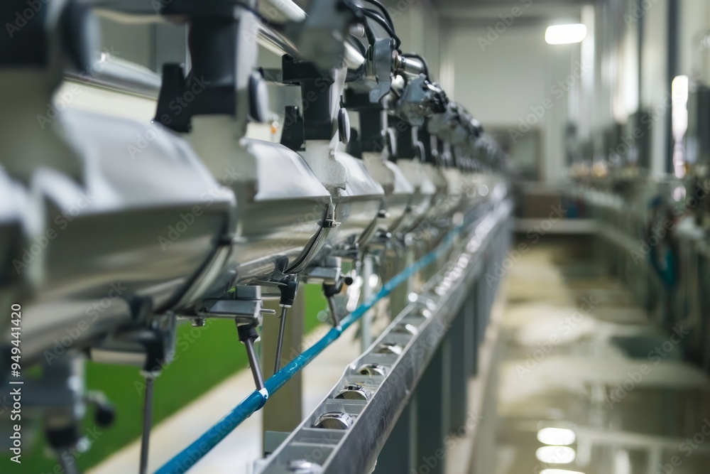 Automated feeding equipment in a goat pen with goats eating from a controlled feeder. System calibrating feed quantity, Generative AI Automated feeding equipment in a goat pen with goats eating from a controlled feeder. System calibrating feed quantity, Generative AI