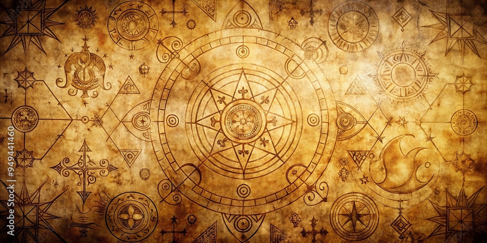 Naklejka premium An intricate and mysterious script with ancient origins and mystical symbols