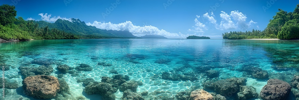 Stunning Aerial Panorama of a Vibrant Tropical Lagoon in Yap Micronesia Stunning Aerial Panorama of a Vibrant Tropical Lagoon in Yap Micronesia