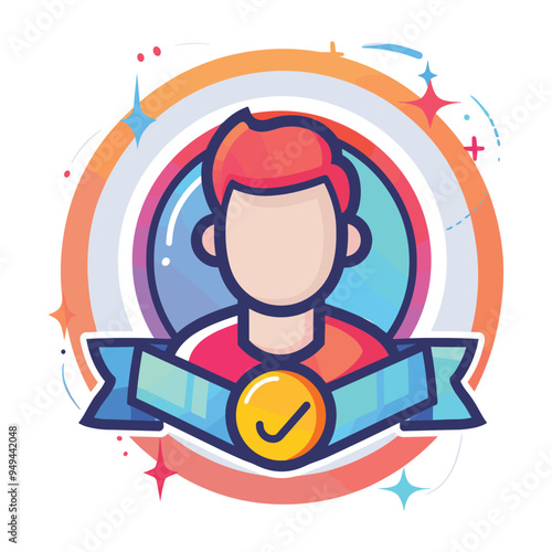 Profile verification icon. Approved check mark vector icon. Approve stamp or medal. Collection premium quality badges, Tick and Verification Icon Set. 