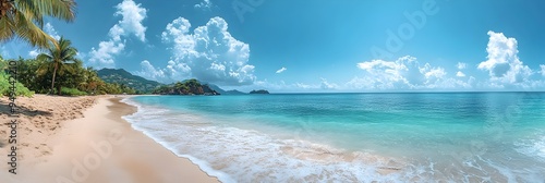 Serene Caribbean Seaside Panorama of Grenada s Picturesque Grand Anse Beach photo