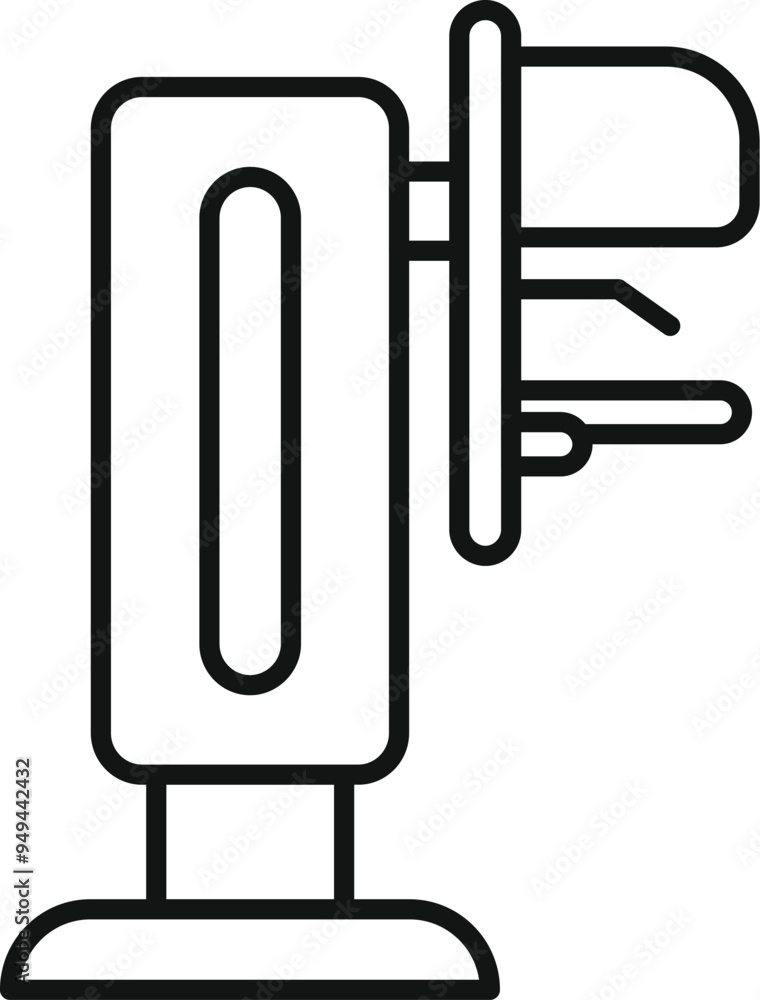 Simple icon of medical equipment standing on the floor drawn with black thin lines on white background Simple icon of medical equipment standing on the floor drawn with black thin lines on white background