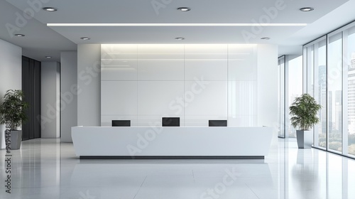 Wallpaper Mural A reception desk and a white office hallway Torontodigital.ca