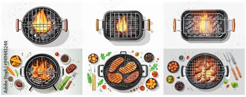 Charcoal BBQ grill illustration design