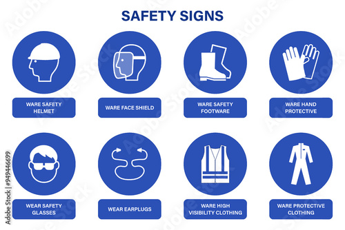Safety signs vector. Warning signs symbol. Mandatory signs. 