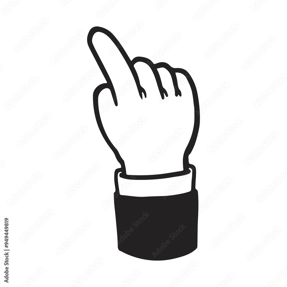 Hand pointing gesture. Black and white drawing vector illustration. Hand pointing gesture. Black and white drawing vector illustration.