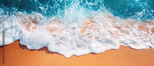 Fototapeta Naklejka Na Ścianę i Meble -  Waves on the beach as a background. Beautiful natural background at the summer time