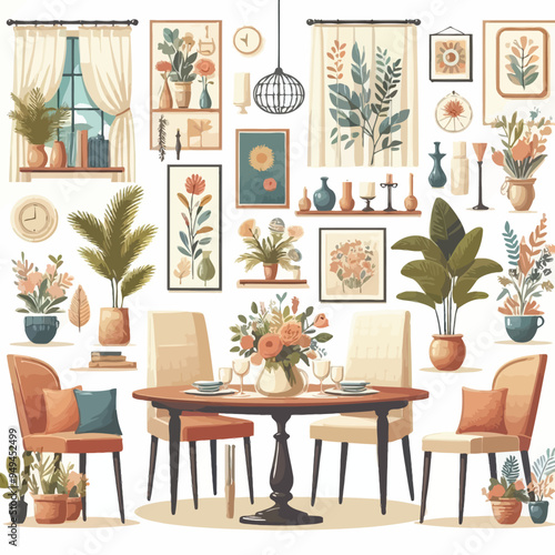 Dining Chairs set vector illustration