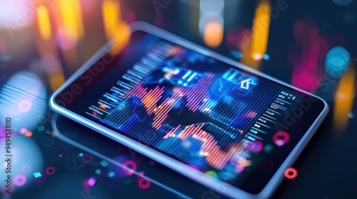 Smartphone Screen Displaying Stock Market Data and Charts