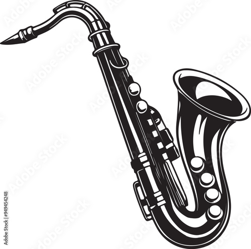 Saxophone vector illustration silhouette white background generative AI