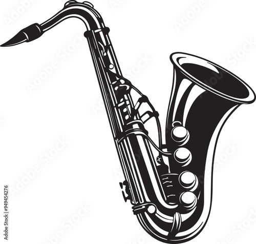 Saxophone vector illustration silhouette white background generative AI