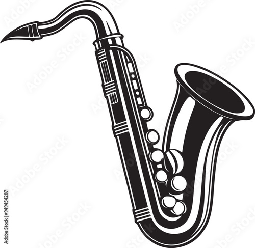 Saxophone vector illustration silhouette white background generative AI