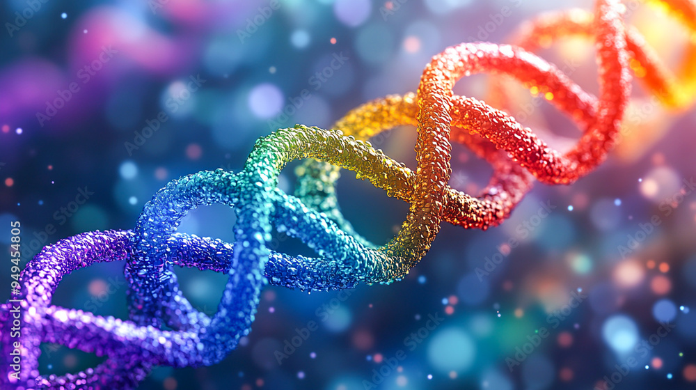 Illuminated DNA Sequence - Abstract Representation of Gene Sequencing in Vibrant Colors Illuminated DNA Sequence - Abstract Representation of Gene Sequencing in Vibrant Colors