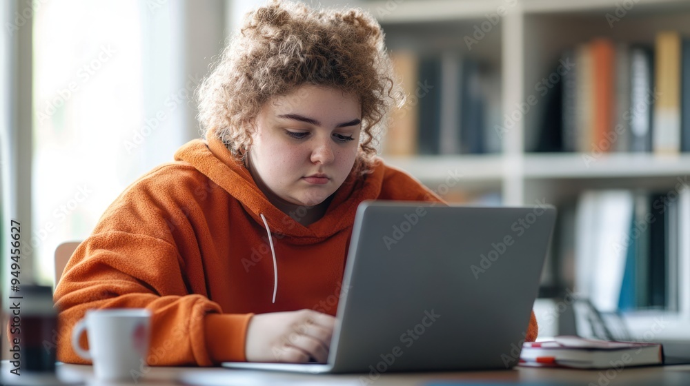 A chubby student sitting at a desk, A chubby student sitting at a desk,