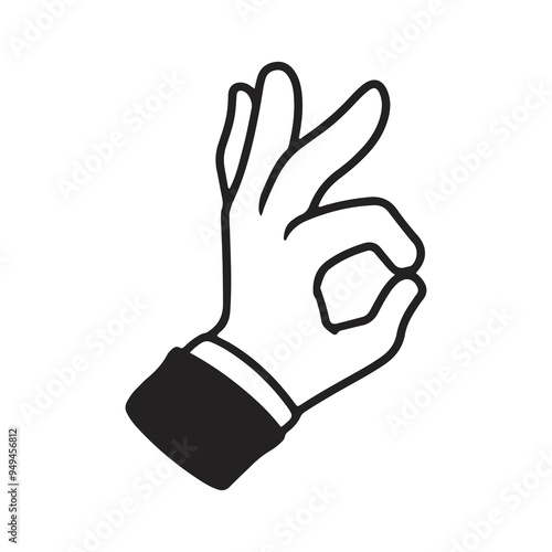 OK Hand Gesture Illustration. Vector hand drawn doodle style.