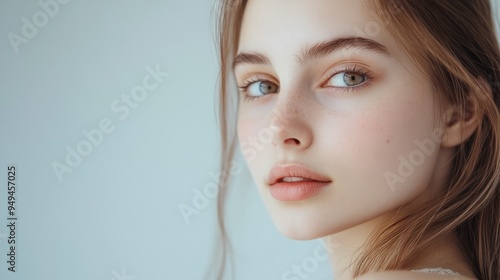 A pretty young female model with clear skin 