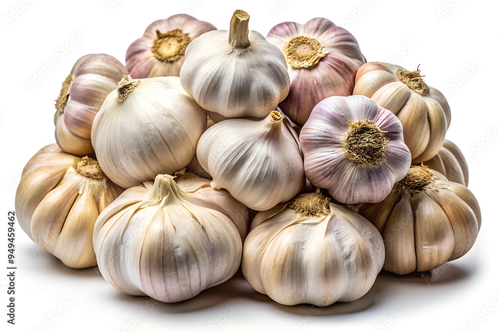Isolated Garlic. Fresh Garlic Bulbs Bunched Together Isolated on White Isolated Garlic. Fresh Garlic Bulbs Bunched Together Isolated on White