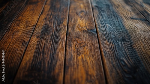 Dark wooden planks with rich, textured grain