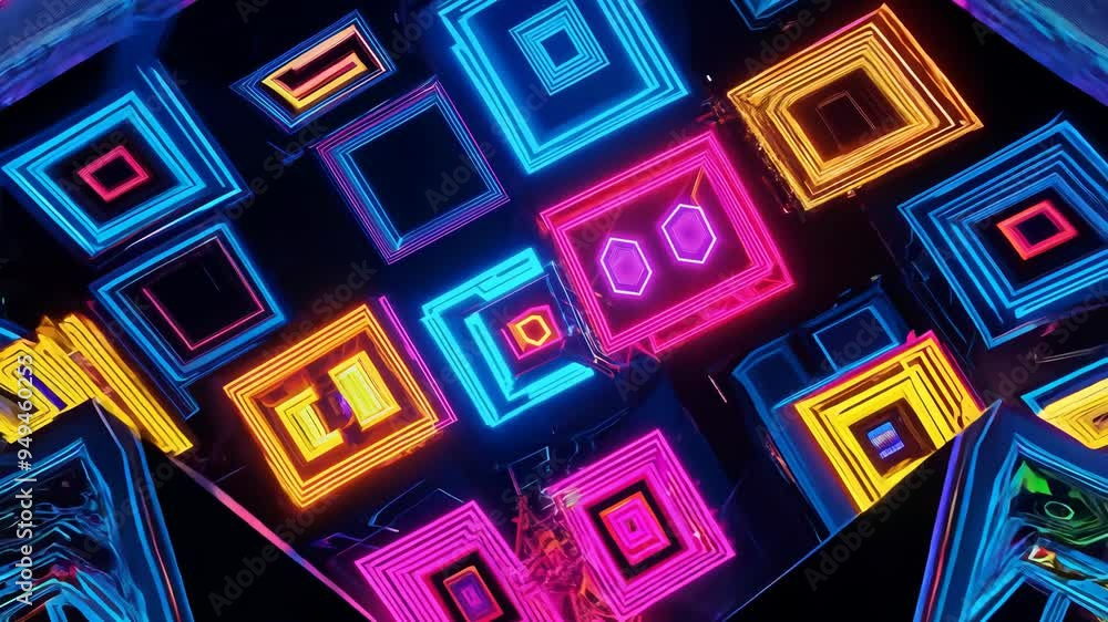 Abstract neon lights illuminate a dark urban landscape at night showcasing vibrant colors and patterns in motion Abstract neon lights illuminate a dark urban landscape at night showcasing vibrant colors and patterns in motion