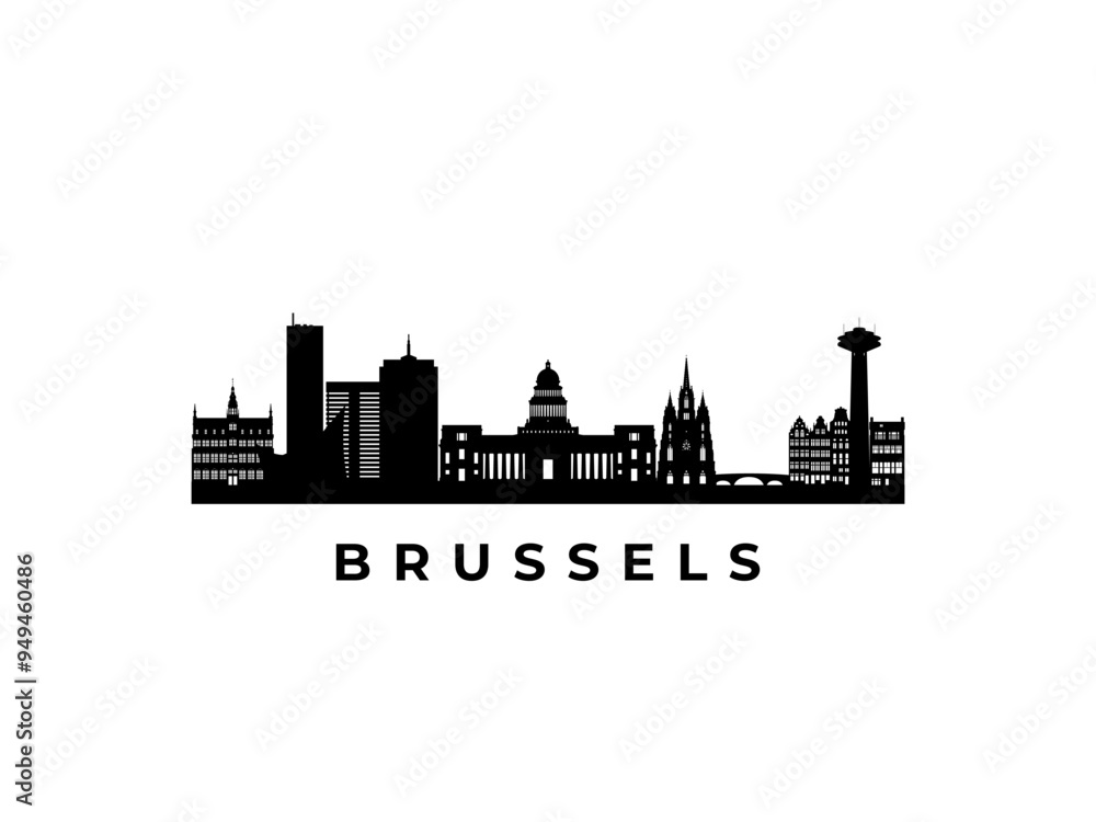 Fototapeta premium Vector Brussels skyline. Travel Brussels famous landmarks. Business and tourism concept for presentation, banner, web site.