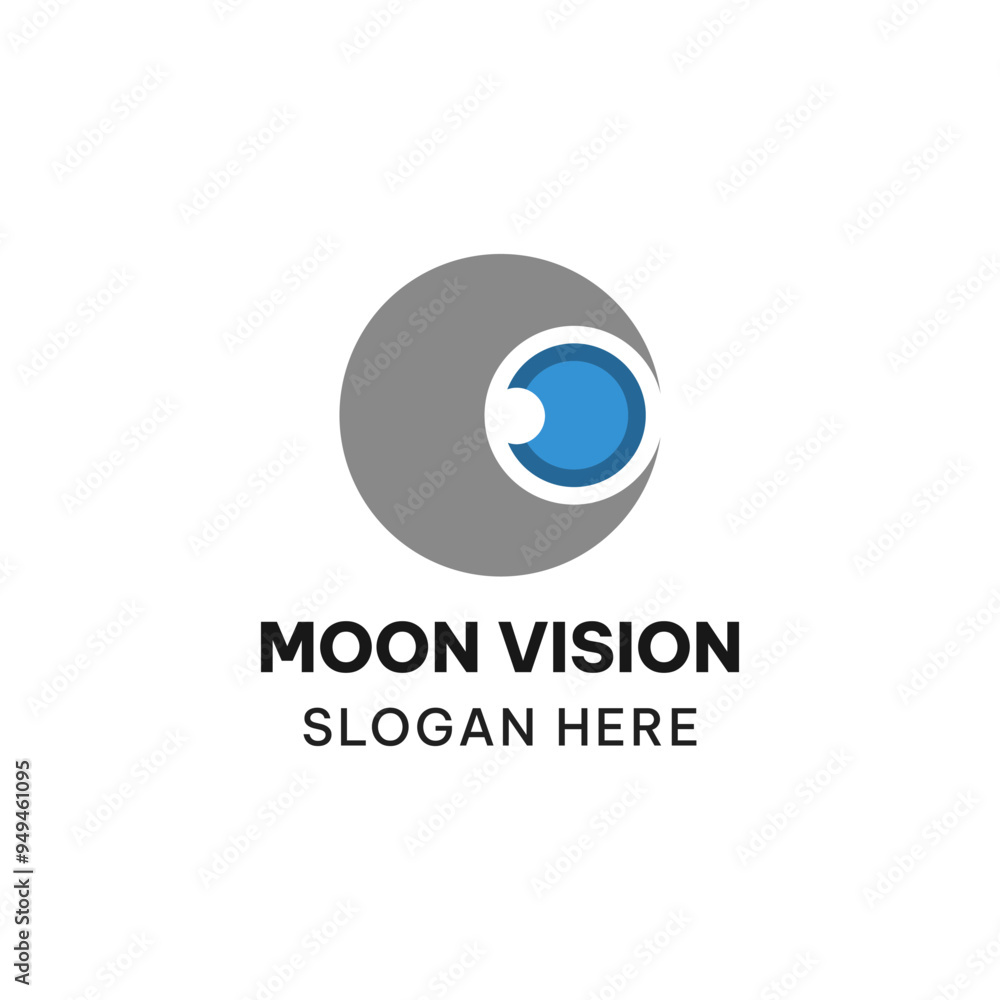 Moon vision logo template in simple style. Eclipse and eye ball vector illustration Moon vision logo template in simple style. Eclipse and eye ball vector illustration
