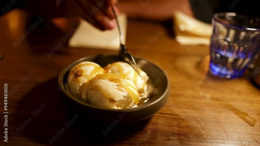 Enjoying Ice Cream Dessert Enjoying Ice Cream Dessert