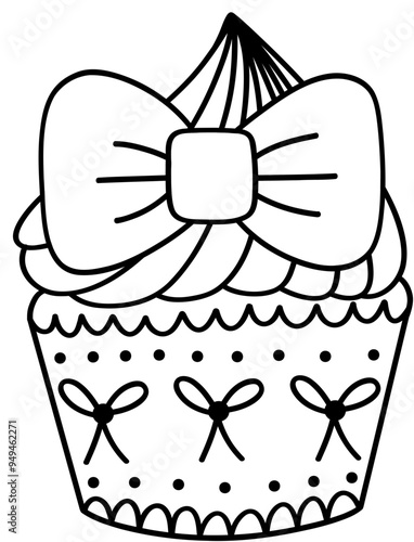 Cupcake with Ribbon Fondant Outline