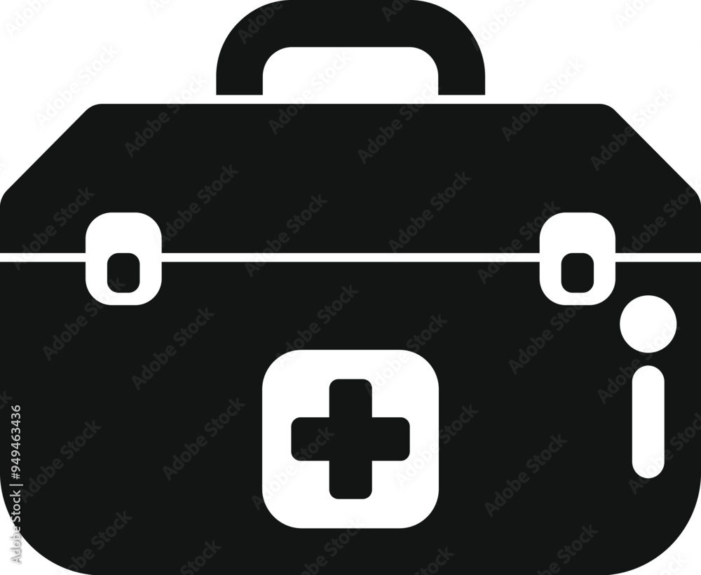 Black silhouette of a first aid kit, essential for medical emergencies Black silhouette of a first aid kit, essential for medical emergencies