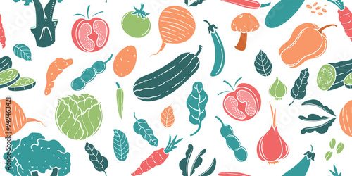Vibrant Vegetable Pattern Illustration