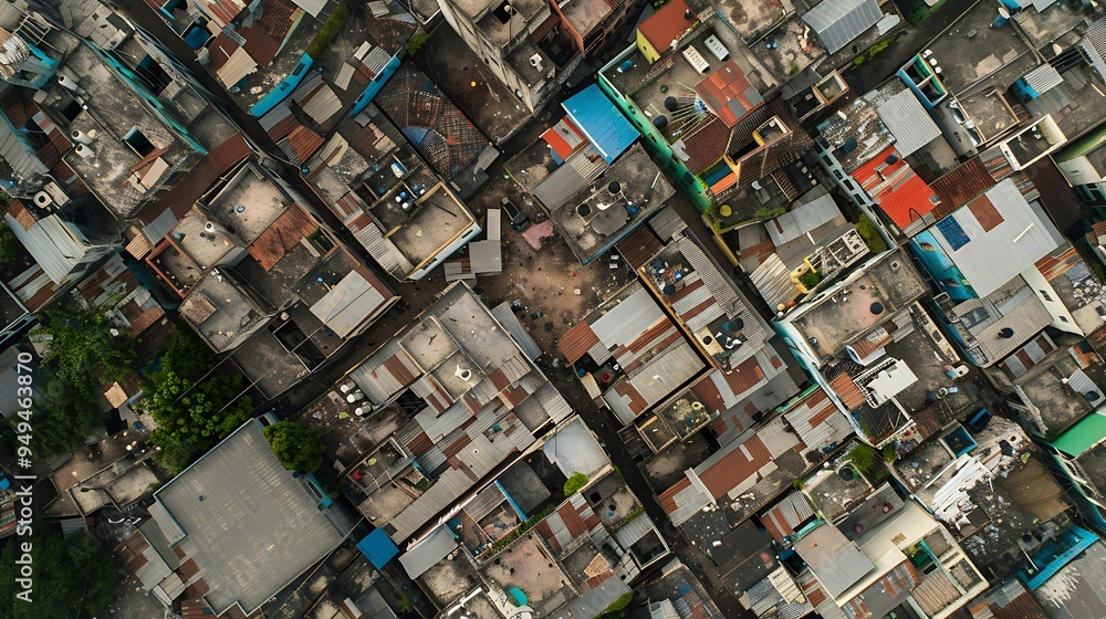Aerial shot of a densely packed urban area with a hidden coin forgery operation being uncovered by investigators the scene highlighting the pervasive nature of the crime Aerial shot of a densely packed urban area with a hidden coin forgery operation being uncovered by investigators the scene highlighting the pervasive nature of the crime