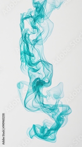 A swirling teal smoke pattern against a white background, evoking a sense of fluidity.
