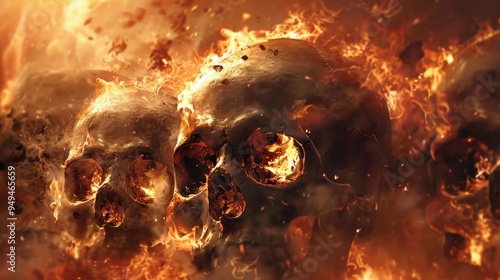 A stunning flaming skull. AI generated images