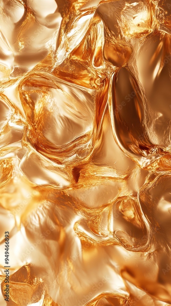 A close-up image of translucent amber ice cubes with a glossy texture. A close-up image of translucent amber ice cubes with a glossy texture.