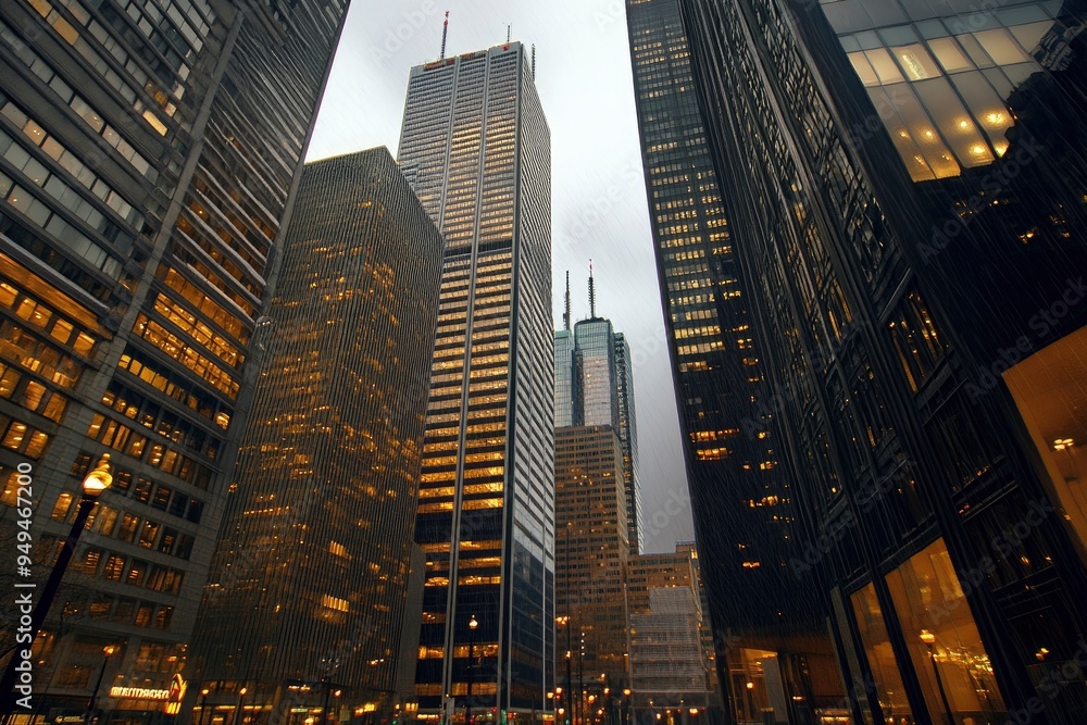 Obraz premium Business skyscrapers in the Financial District, Toronto Downtown, ai