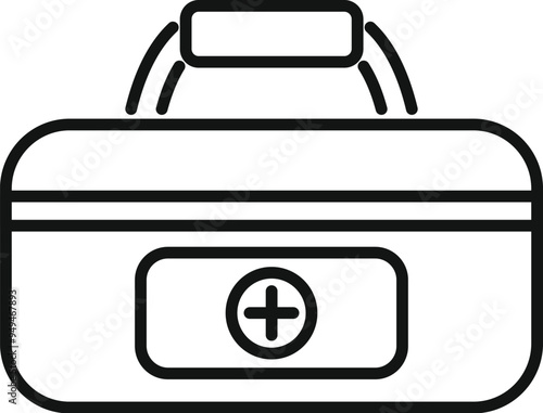 Simple line icon representing a first aid kit, essential for treating minor injuries and providing immediate medical assistance