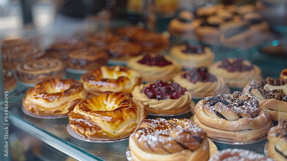 Authentic Danish baked goods on display at a local shop in the Danish capital. Authentic Danish baked goods on display at a local shop in the Danish capital.