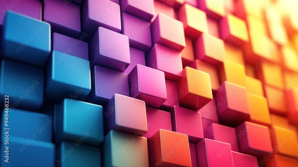 A vibrant abstract background featuring colorful 3D cubes in a dynamic arrangement. A vibrant abstract background featuring colorful 3D cubes in a dynamic arrangement.